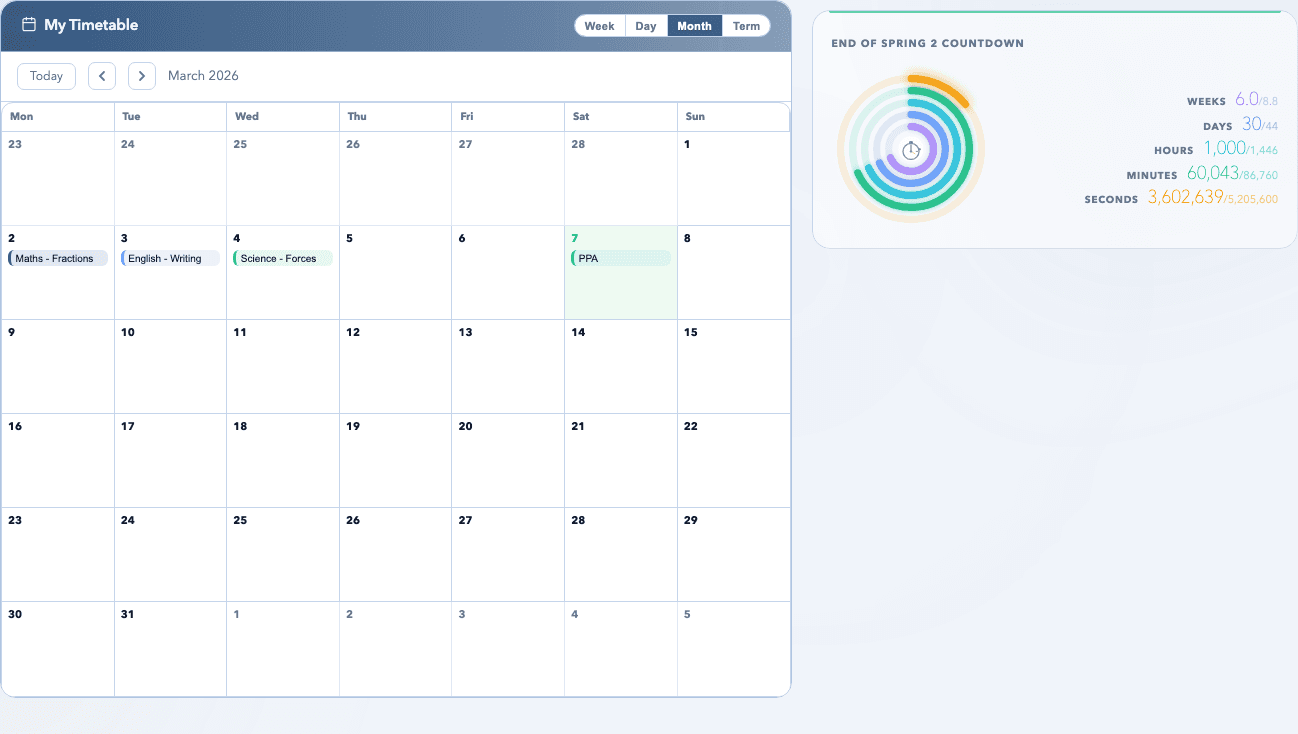 PrimaryAI settings and monthly schedule view